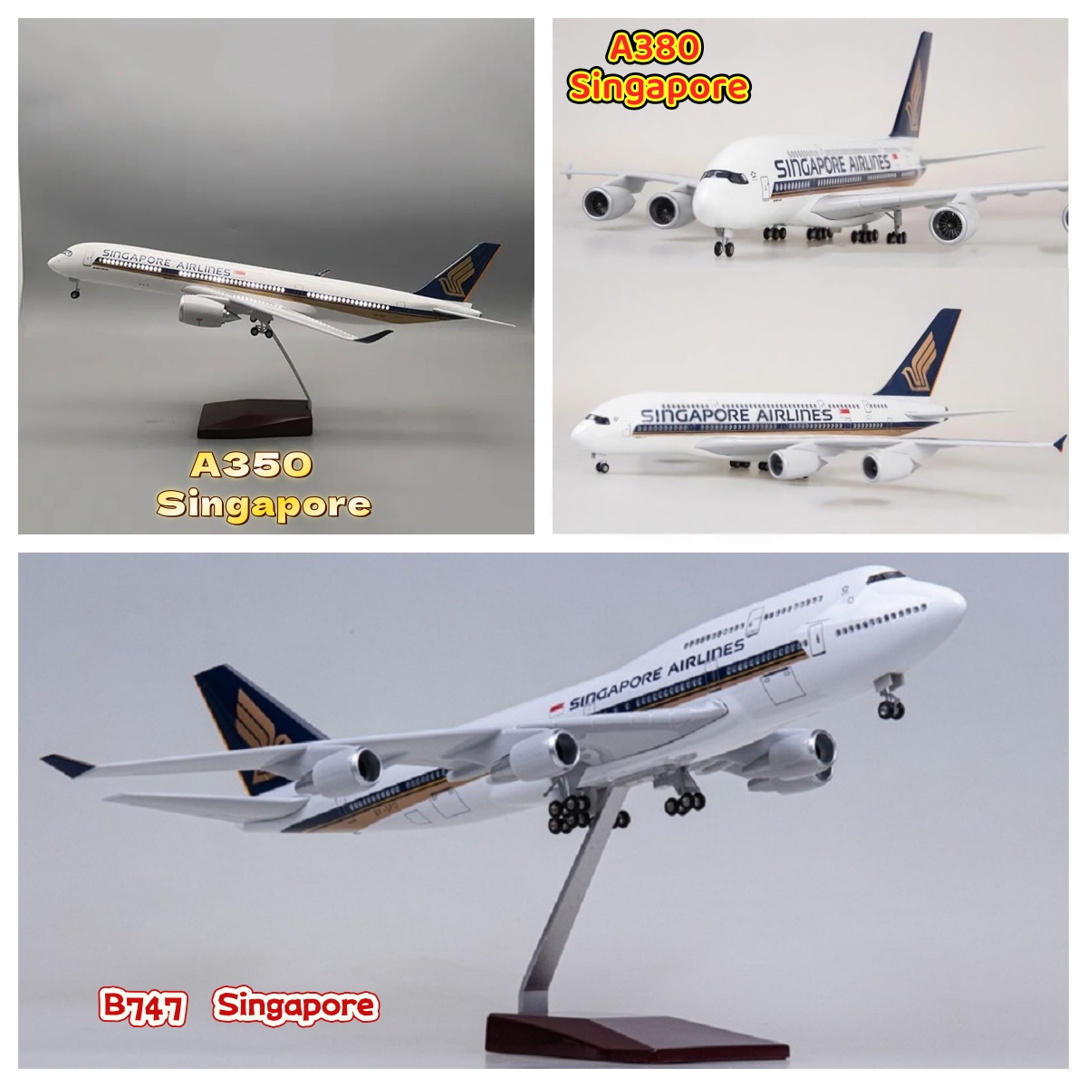 Model Kit Singapore - Singapur Airways A350/A380/B747 avión a escala