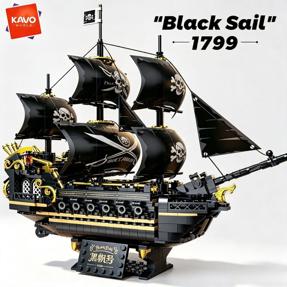 Model Kit Ikaruga - KAVOWORLD 801 piezas, Barco Pirata de