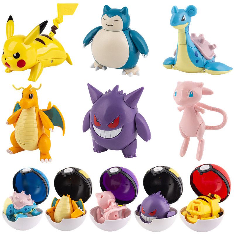 Model Kit Eevee - Figura de Pokémon, Pokeball Transformable, Pikachu,